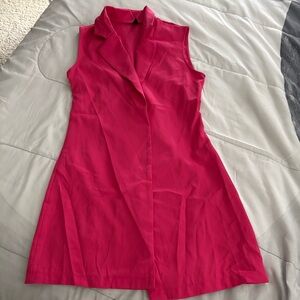 SHEIN Bold Red Sleeveless Blazer Dress